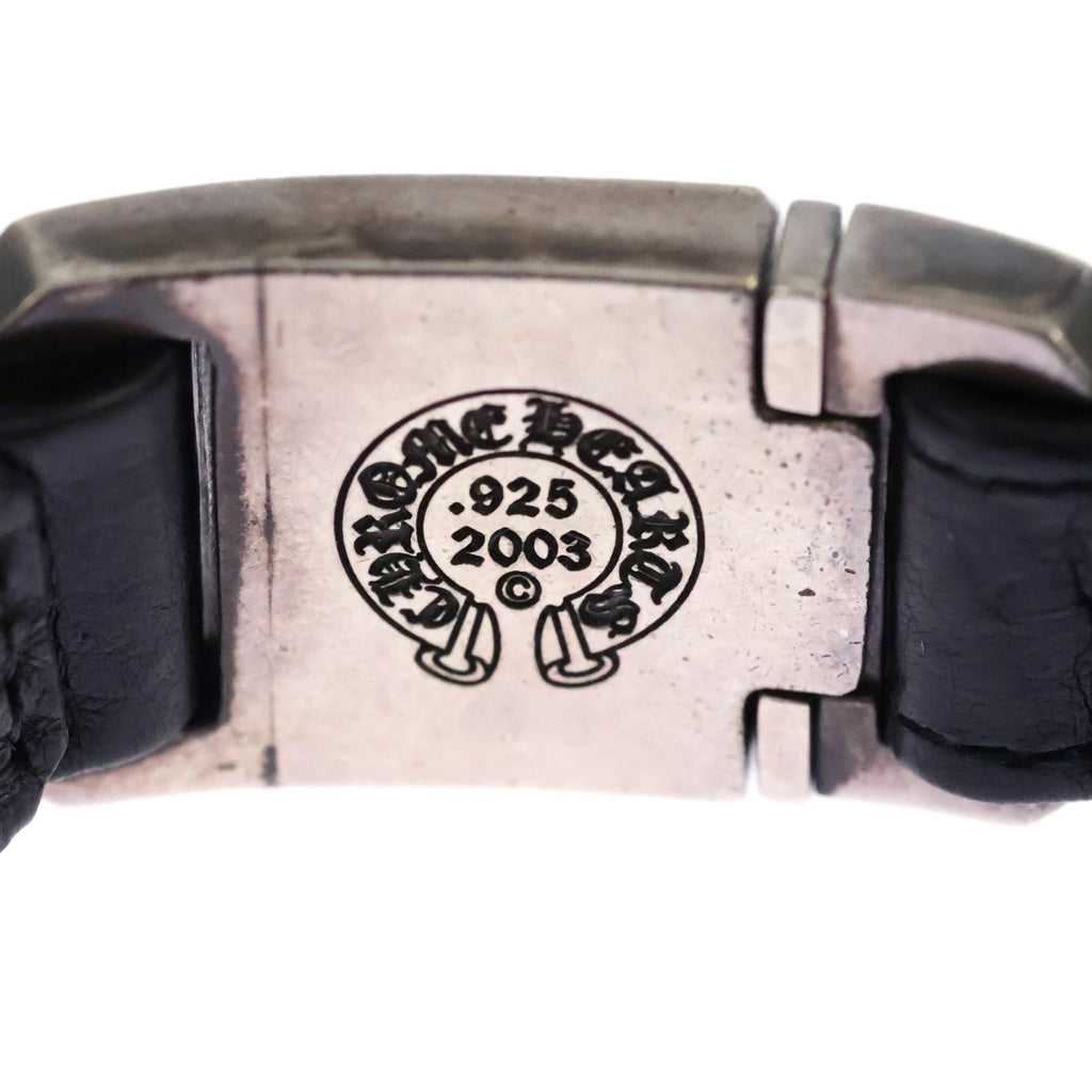 CHROME HEARTS(クロムハーツ) HARNESS CROSS BOX ハーネス クロスボックス レザーブレスレット シルバー/ブラック -