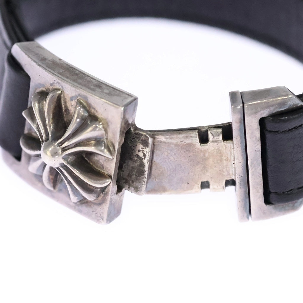 CHROME HEARTS(クロムハーツ) HARNESS CROSS BOX ハーネス クロスボックス レザーブレスレット シルバー/ブラック -