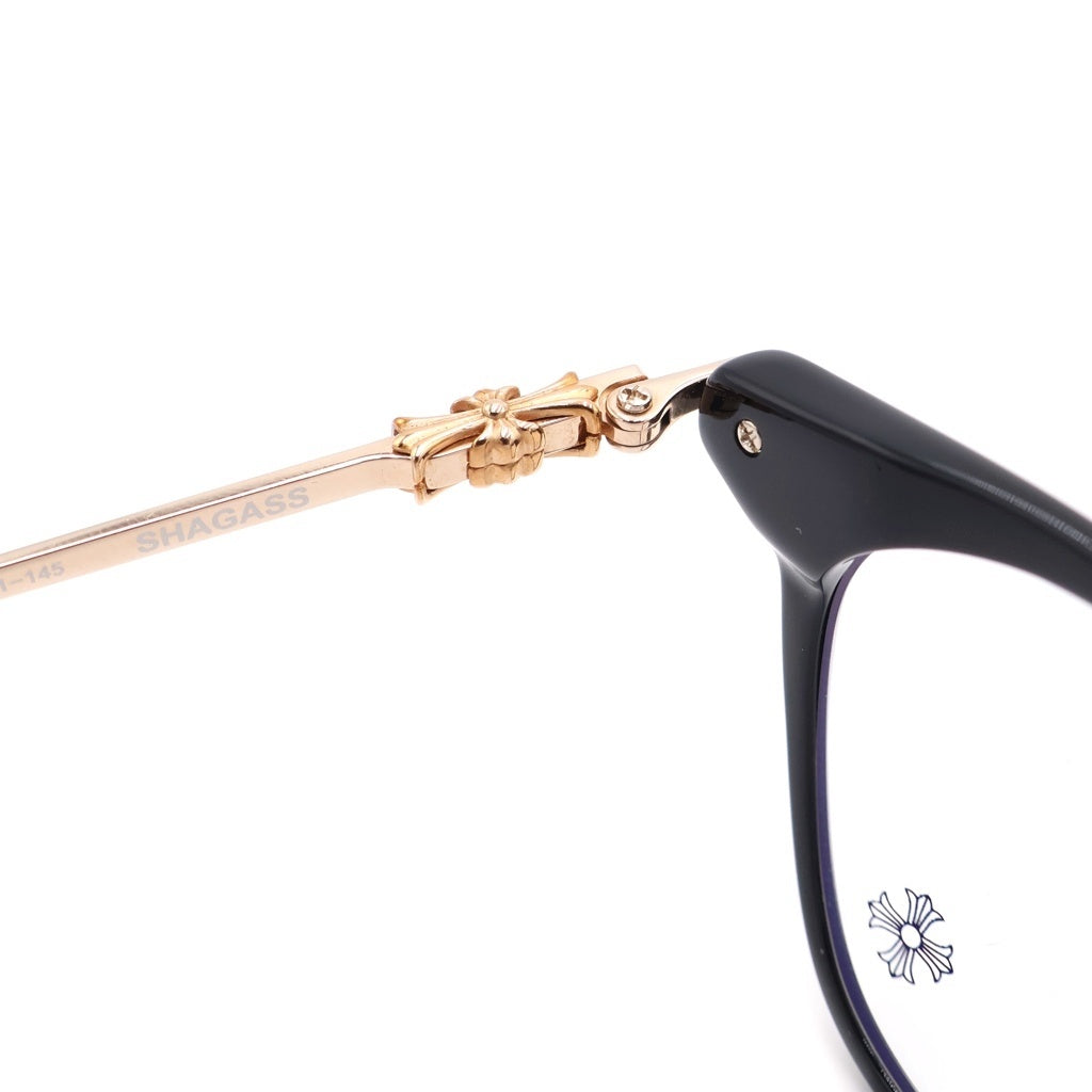 CHROME HEARTS(クロムハーツ) SHAGASS サイドクロステンプルウェリントン アイウェア 眼鏡 51□21‐145 ゴールド/ブラック -