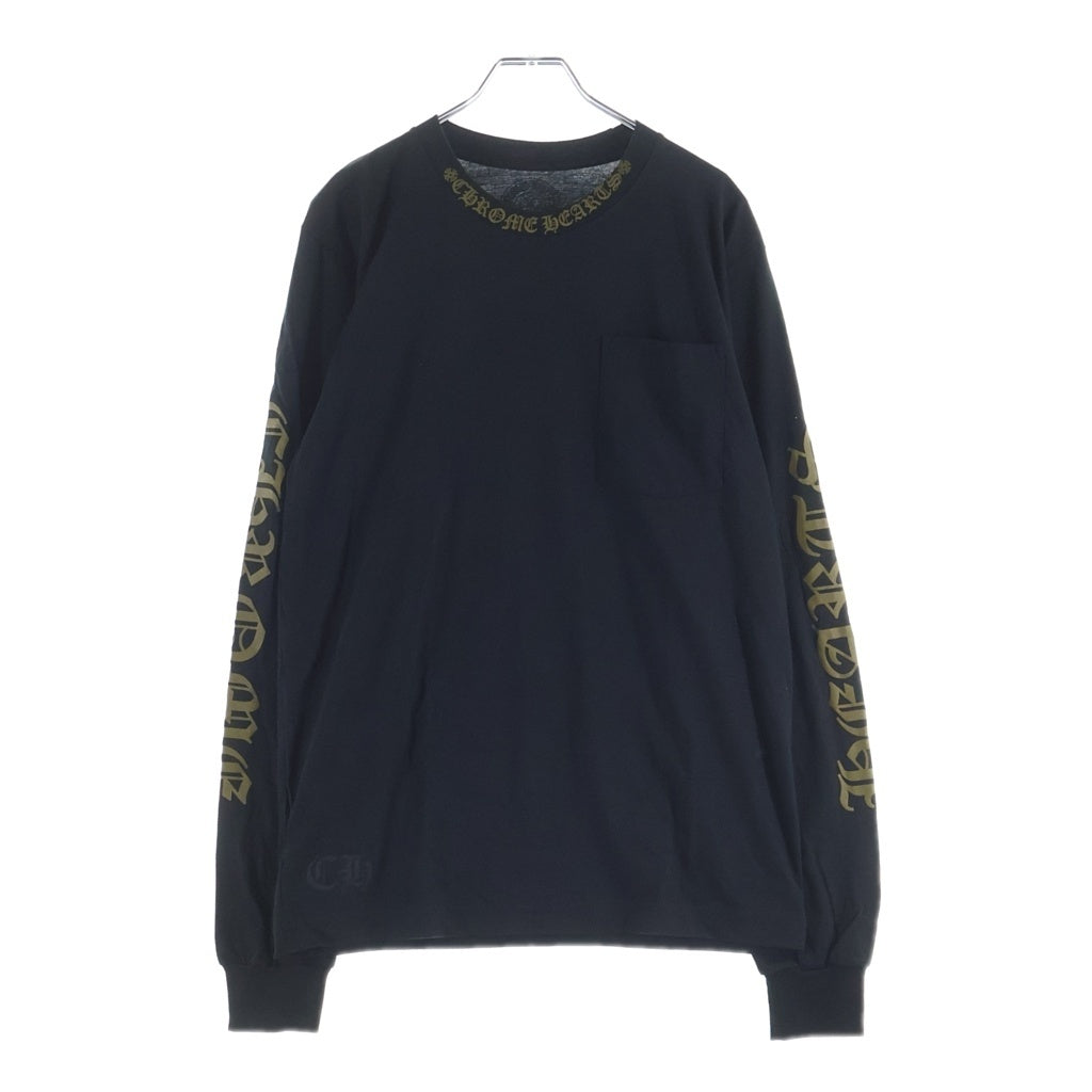 CHROME HEARTS(クロムハーツ) CH L S 1 ネックロゴプリント 長袖Tシャツ カットソー ブラック/ブラウン -