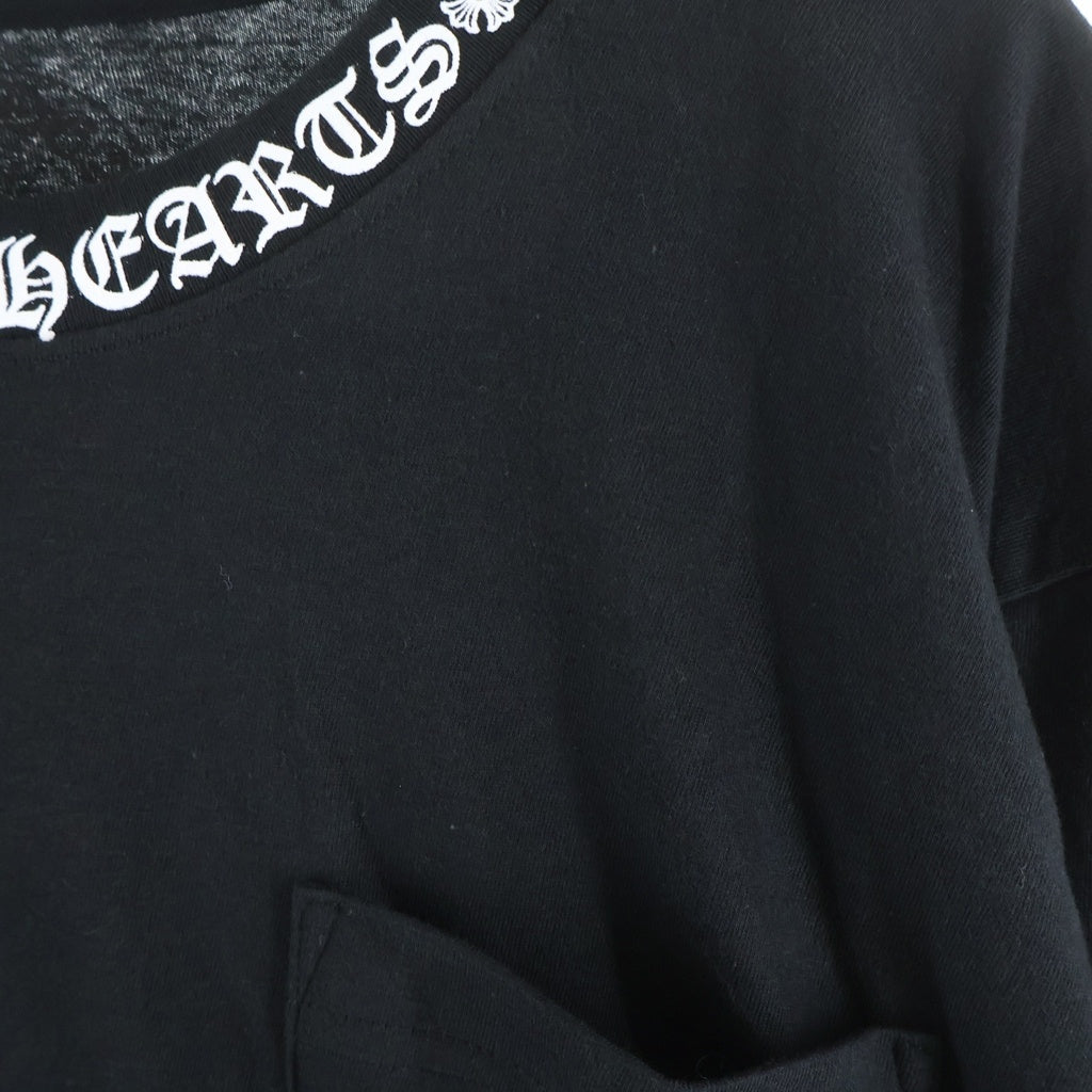 CHROME HEARTS(クロムハーツ) CH L S 1 ネックロゴプリント 長袖Tシャツ カットソー ブラック/ホワイト -