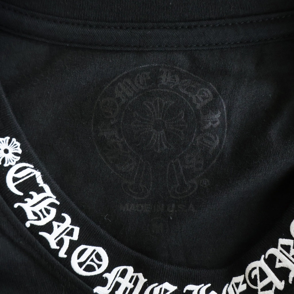 CHROME HEARTS(クロムハーツ) CH L S 1 ネックロゴプリント 長袖Tシャツ カットソー ブラック/ホワイト -