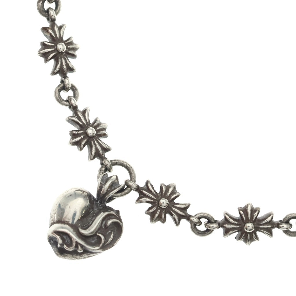 CHROME HEARTS(クロムハーツ) TINY E CH PLS HEART タイニーE CHプラスリンク ハートチャーム ネックレス シルバー 16inch -