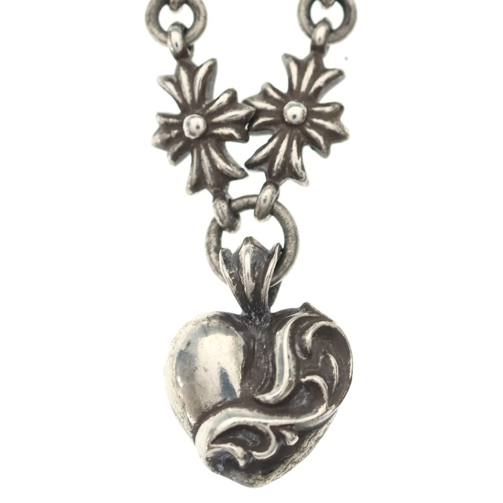 CHROME HEARTS(クロムハーツ) TINY E CH PLS HEART タイニーE CHプラスリンク ハートチャーム ネックレス シルバー 16inch -