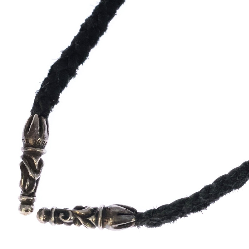 CHROME HEARTS(クロムハーツ) LEATHER BRAID SCROLL ネックレス レザーブレイドネックレス ブラック/シルバー BCA377 -