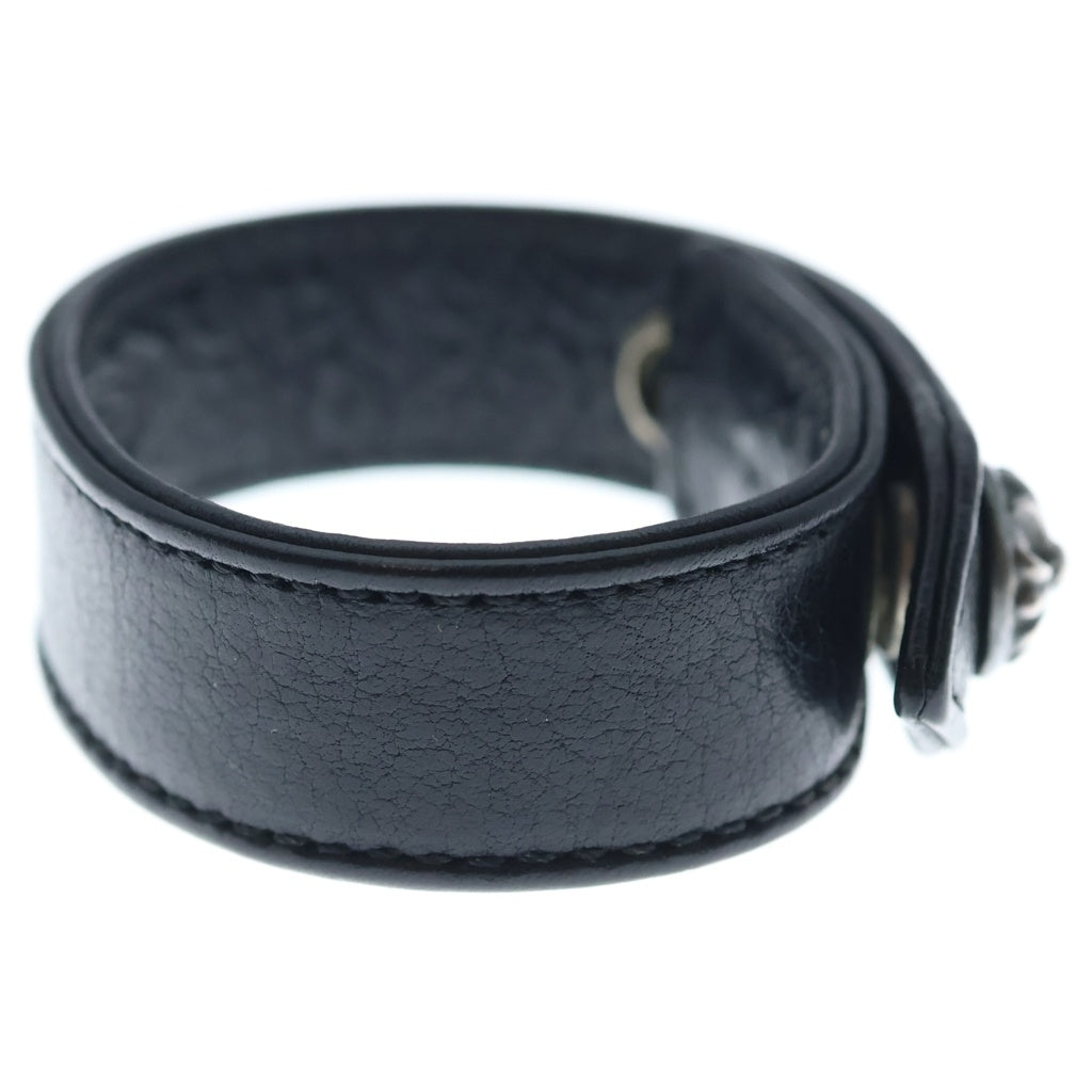 CHROME HEARTS(クロムハーツ) 3BTN 2SNP クロスボール 3ボタン2スナップ レザーブレスレット ブラック/シルバー BCA123 -
