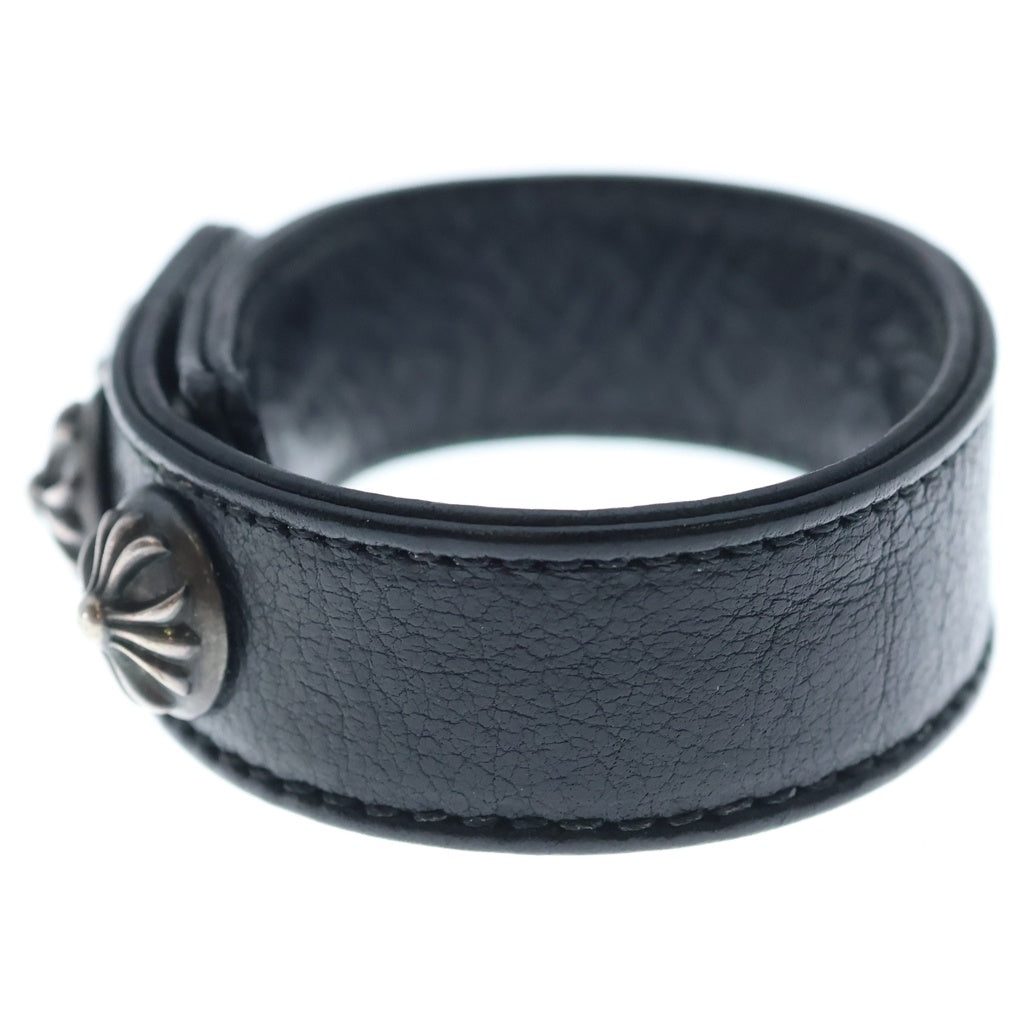 CHROME HEARTS(クロムハーツ) 3BTN 2SNP クロスボール 3ボタン2スナップ レザーブレスレット ブラック/シルバー BCA123 -