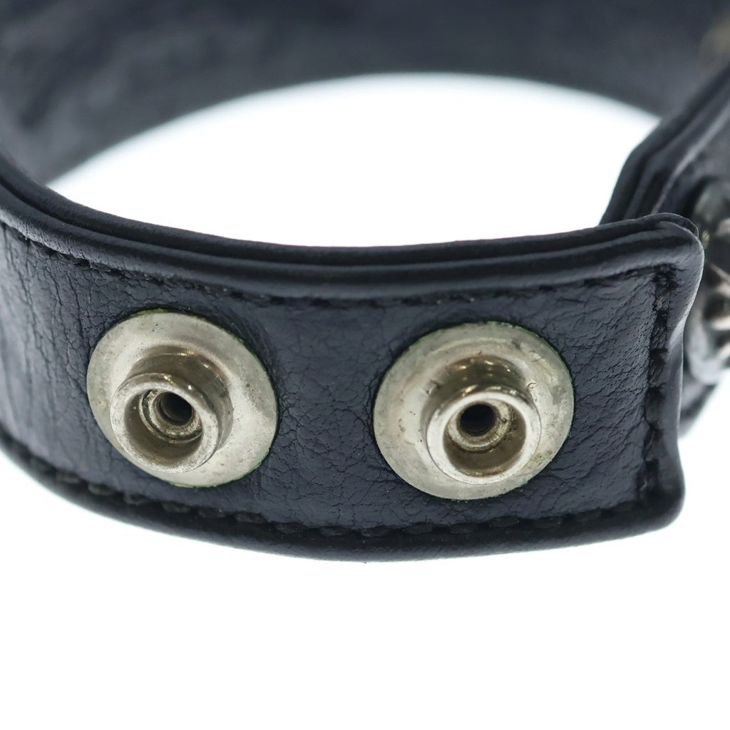 CHROME HEARTS(クロムハーツ) 3BTN 2SNP クロスボール 3ボタン2スナップ レザーブレスレット ブラック/シルバー BCA123 -