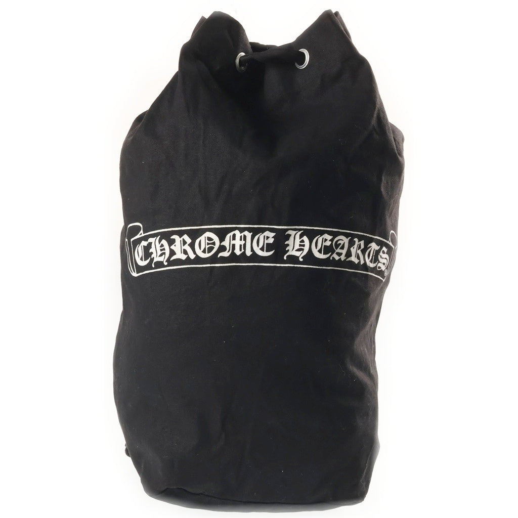 CHROME HEARTS(クロムハーツ) OLD スクロールラベルプリント キャンパスショルダーバッグ ブラック