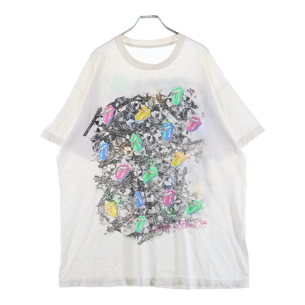 VINTAGE(ヴィンテージ) 80s Rolling Stones Tee ローリングストーンズ 総柄プリント 半袖Tシャツ カットソー ホワイト