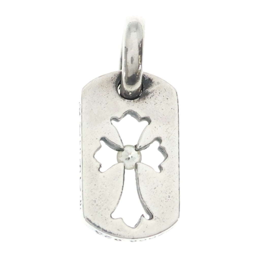 CHROME HEARTS(クロムハーツ) DT TNY CO CRS 1DIA タイニーカットアウトクロスドッグタグ 1ダイヤ チャーム ネックレストップ シルバー BCA410