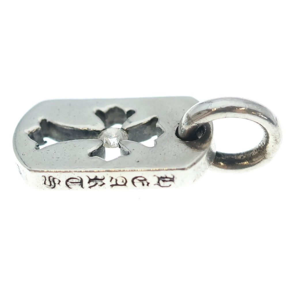 CHROME HEARTS(クロムハーツ) DT TNY CO CRS 1DIA タイニーカットアウトクロスドッグタグ 1ダイヤ チャーム ネックレストップ シルバー BCA410