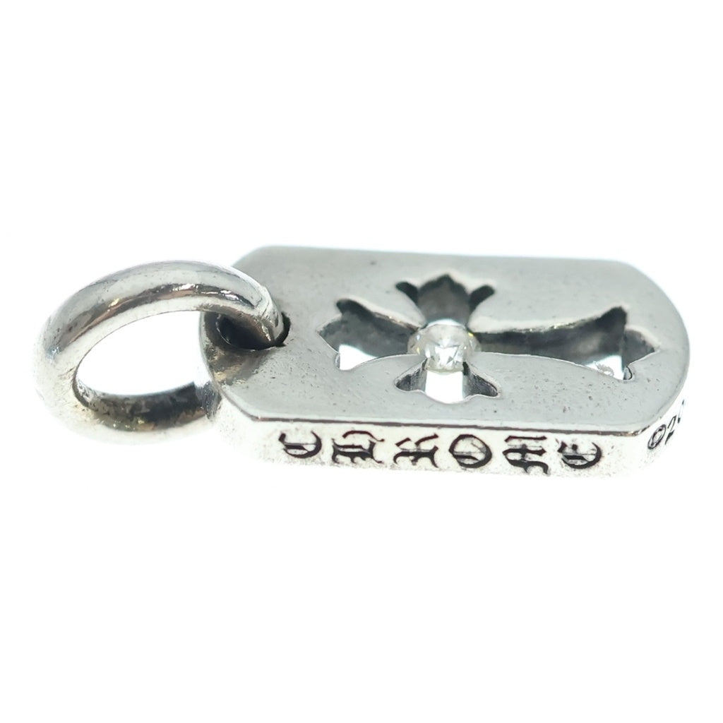 CHROME HEARTS(クロムハーツ) DT TNY CO CRS 1DIA タイニーカットアウトクロスドッグタグ 1ダイヤ チャーム ネックレストップ シルバー BCA410