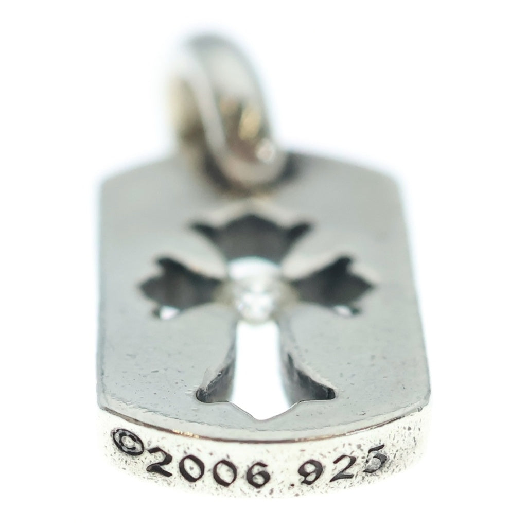 CHROME HEARTS(クロムハーツ) DT TNY CO CRS 1DIA タイニーカットアウトクロスドッグタグ 1ダイヤ チャーム ネックレストップ シルバー BCA410
