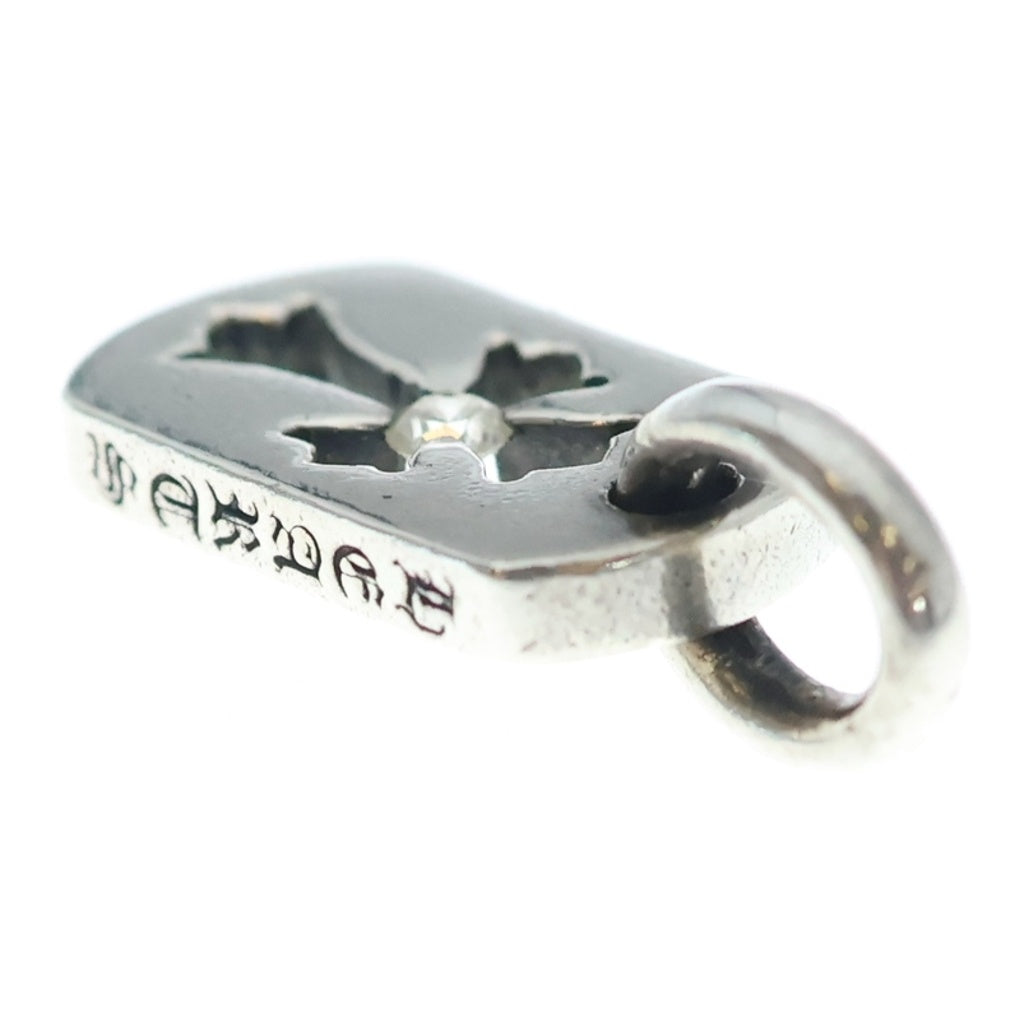 CHROME HEARTS(クロムハーツ) DT TNY CO CRS 1DIA タイニーカットアウトクロスドッグタグ 1ダイヤ チャーム ネックレストップ シルバー BCA410
