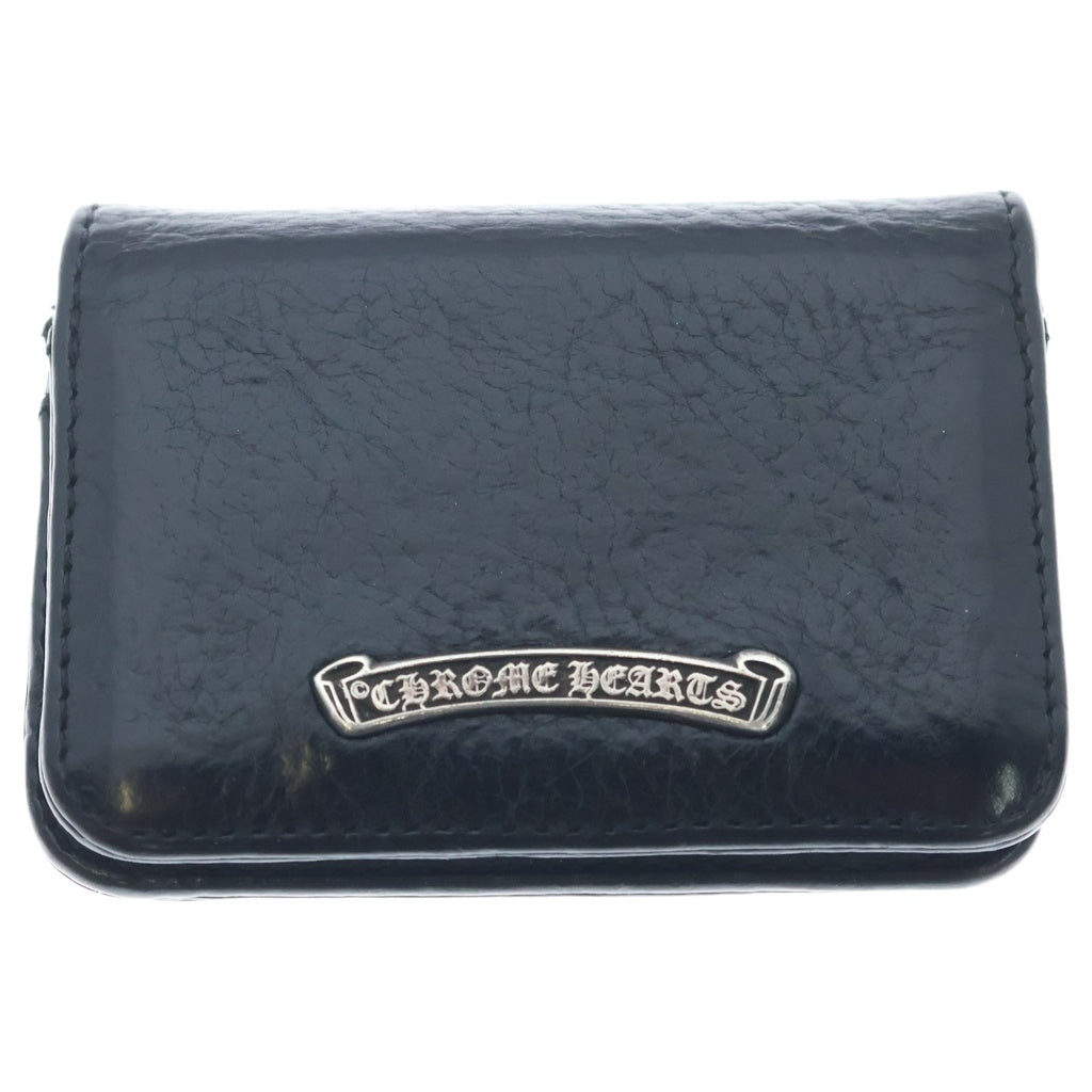 CHROME HEARTS(クロムハーツ) 3POCKET CARD CASE スクロールラベル 3ポケット レザーカードケース ブラック