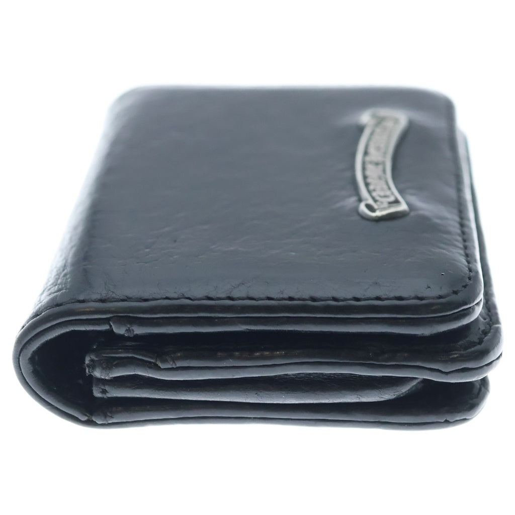 CHROME HEARTS(クロムハーツ) 3POCKET CARD CASE スクロールラベル 3ポケット レザーカードケース ブラック
