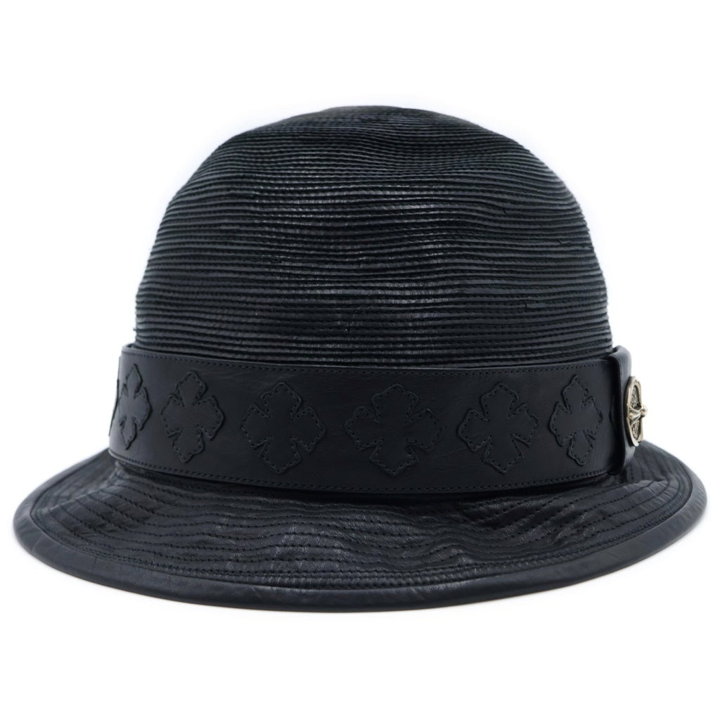 CHROME HEARTS(クロムハーツ) FEDRA HAT オーバルクロス CHプラスレザーパッチ フェドラハット 帽子