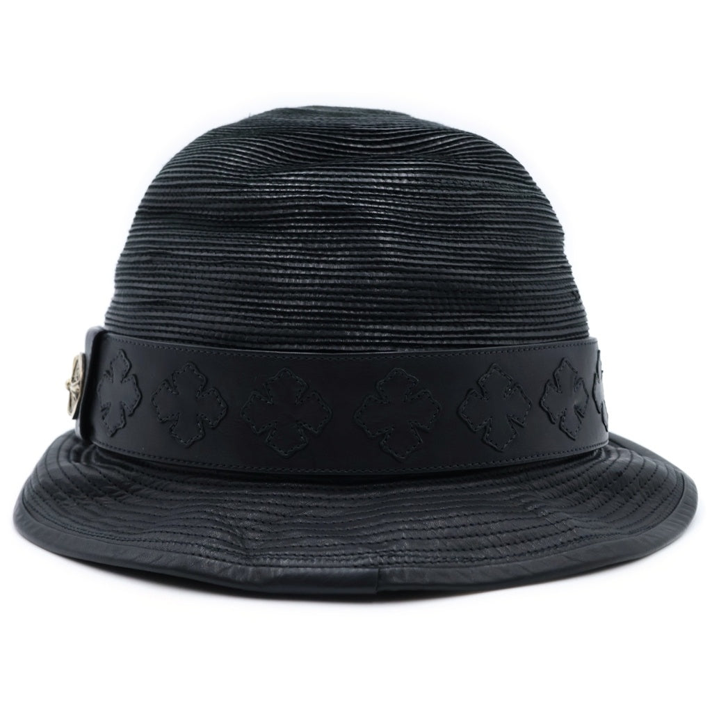 CHROME HEARTS(クロムハーツ) FEDRA HAT オーバルクロス CHプラスレザーパッチ フェドラハット 帽子