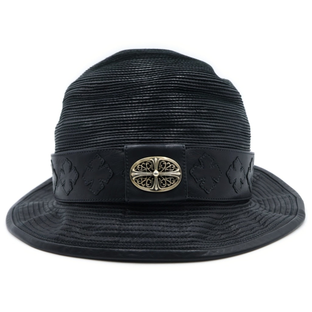 CHROME HEARTS(クロムハーツ) FEDRA HAT オーバルクロス CHプラスレザーパッチ フェドラハット 帽子
