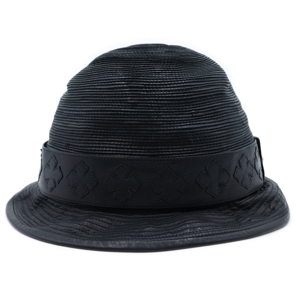 CHROME HEARTS(クロムハーツ) FEDRA HAT オーバルクロス CHプラスレザーパッチ フェドラハット 帽子