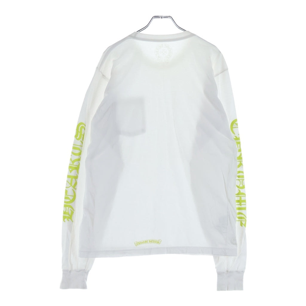 CHROME HEARTS(クロムハーツ) NECK LOGO LONG SLEEVE TEE ネックロゴ バックスクロールラベル ロングスリーブ 長袖Tシャツ カットソー ロンT 袖プリント ホワイト/イエロー