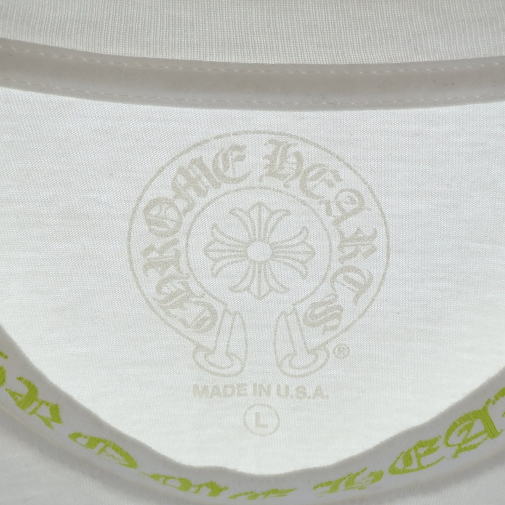 CHROME HEARTS(クロムハーツ) NECK LOGO LONG SLEEVE TEE ネックロゴ バックスクロールラベル ロングスリーブ 長袖Tシャツ カットソー ロンT 袖プリント ホワイト/イエロー