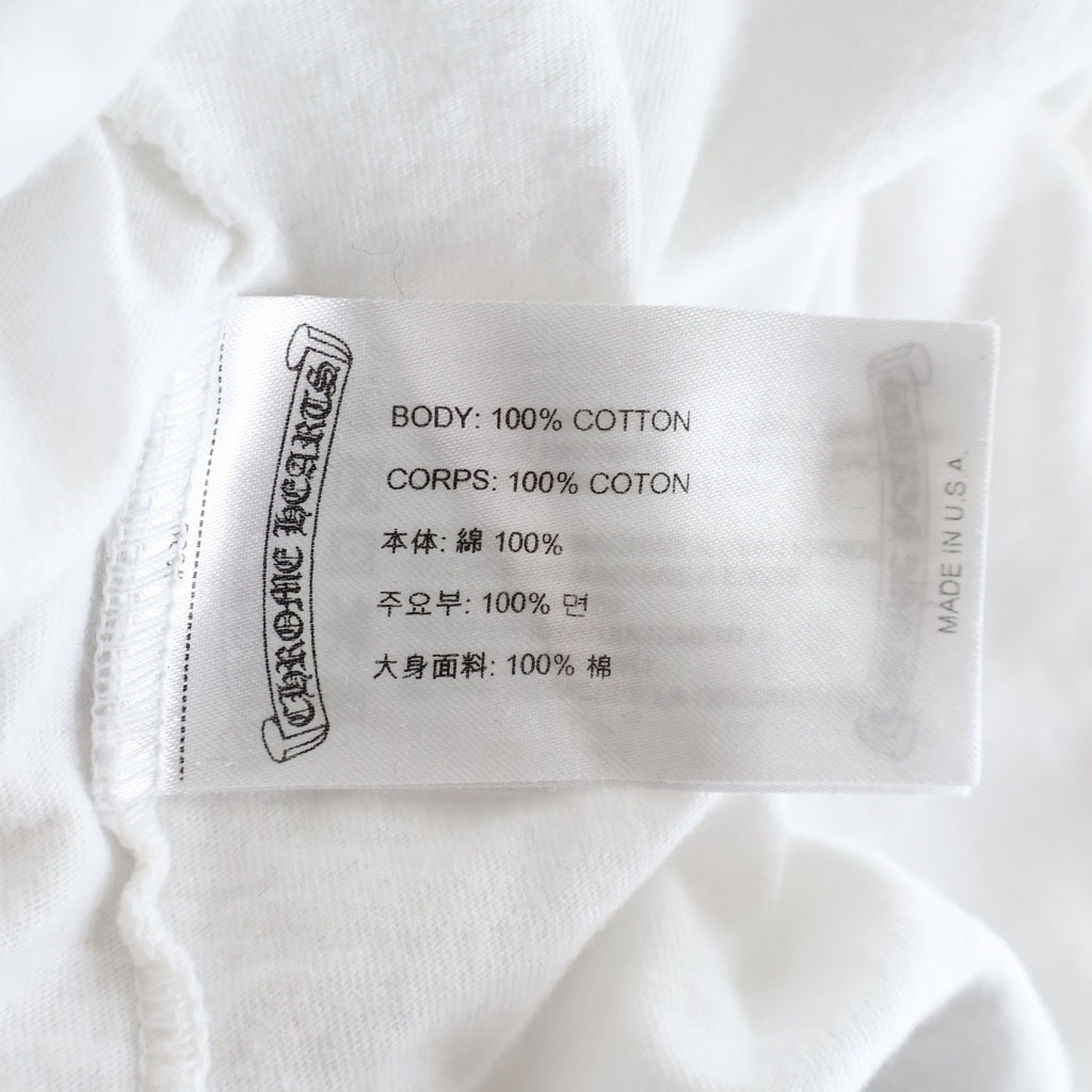 CHROME HEARTS(クロムハーツ) NECK LOGO LONG SLEEVE TEE ネックロゴ バックスクロールラベル ロングスリーブ 長袖Tシャツ カットソー ロンT 袖プリント ホワイト/イエロー