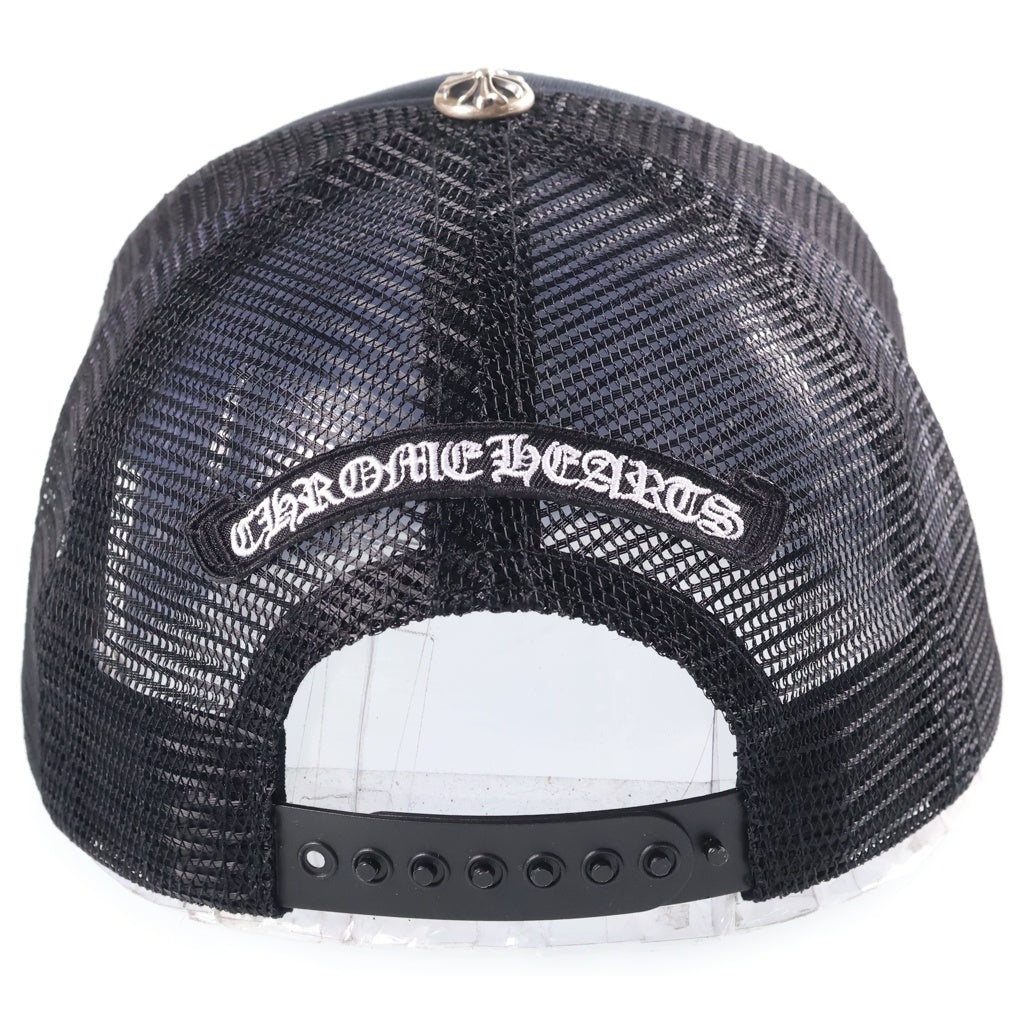 CHROME HEARTS(クロムハーツ) TRUCKER CAP トラッカーキャップ 3セメタリーレザーパッチメッシュ帽子 ブラック/ピンク