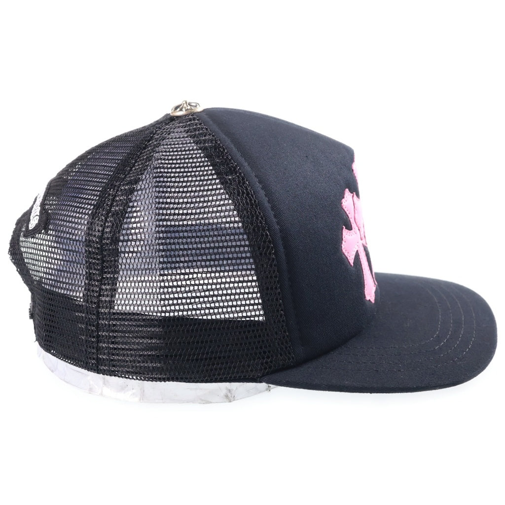 CHROME HEARTS(クロムハーツ) TRUCKER CAP トラッカーキャップ 3セメタリーレザーパッチメッシュ帽子 ブラック/ピンク
