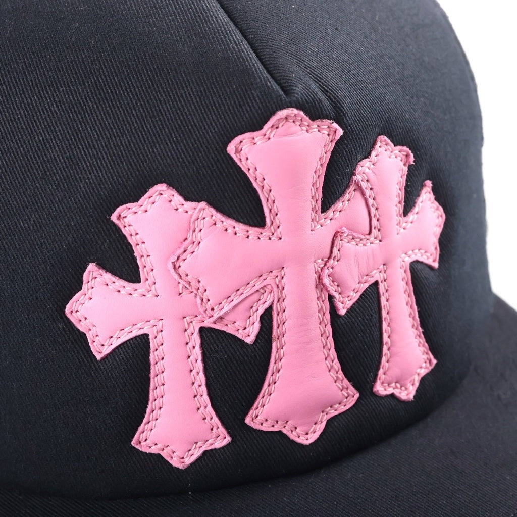 CHROME HEARTS(クロムハーツ) TRUCKER CAP トラッカーキャップ 3セメタリーレザーパッチメッシュ帽子 ブラック/ピンク
