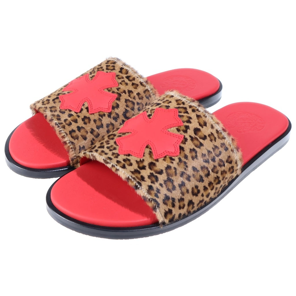 CHROME HEARTS(クロムハーツ) CH SLIDE CHプラスパッチ付きハラコサンダル レッド