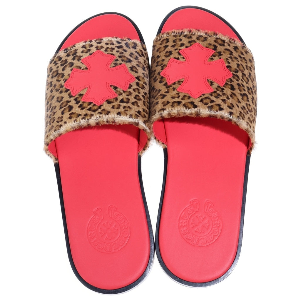 CHROME HEARTS(クロムハーツ) CH SLIDE CHプラスパッチ付きハラコサンダル レッド