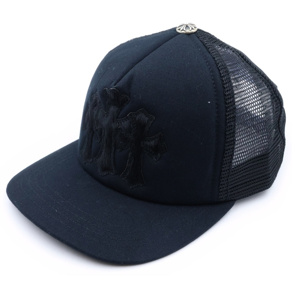 CHROME HEARTS(クロムハーツ) TRUCKER CAP トラッカーキャップ ハラコ3セメタリーレザーパッチメッシュキャップ ブラック