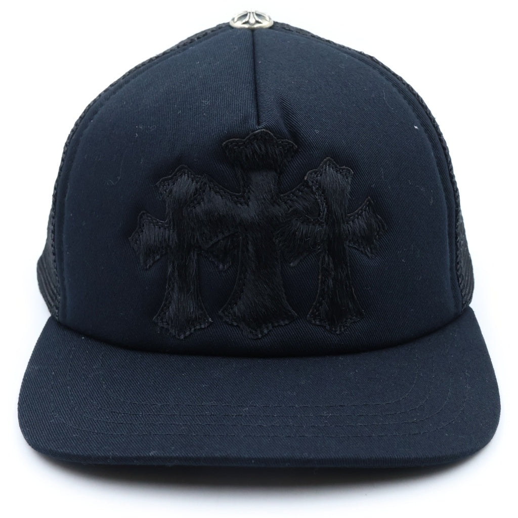 CHROME HEARTS(クロムハーツ) TRUCKER CAP トラッカーキャップ ハラコ3セメタリーレザーパッチメッシュキャップ ブラック