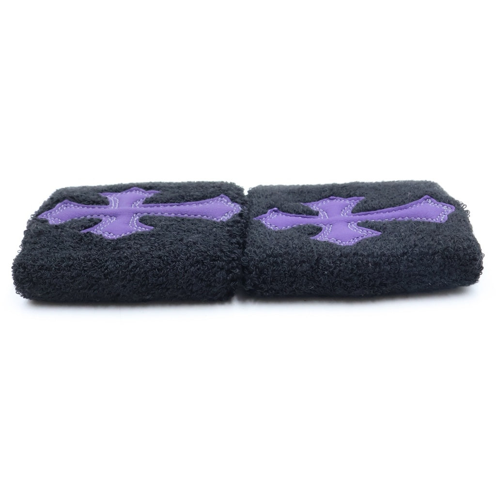 CHROME HEARTS(クロムハーツ) LEATHER CROSS PATCH WRISTBAND レザー クロスパッチ リストバンド パープル/ブラック