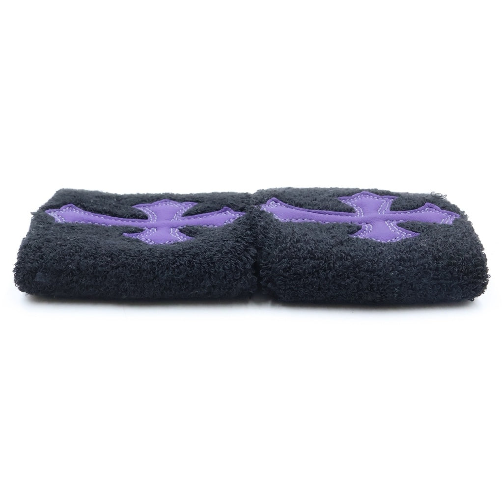 CHROME HEARTS(クロムハーツ) LEATHER CROSS PATCH WRISTBAND レザー クロスパッチ リストバンド パープル/ブラック