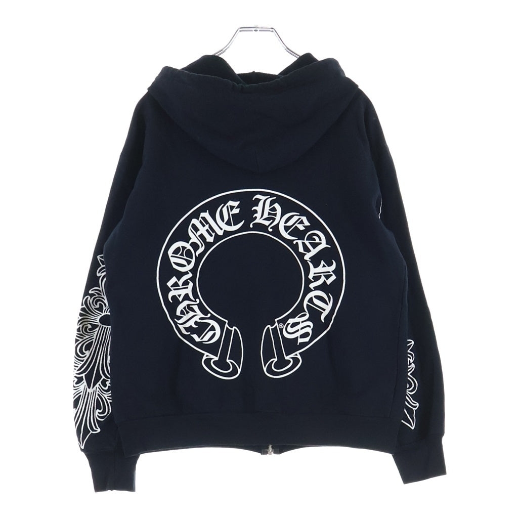 CHROME HEARTS(クロムハーツ) OLD SWTSHRT HD ZIP オールド 袖フローラルクロス ダガージップアップ フーディ パーカー ブラック
