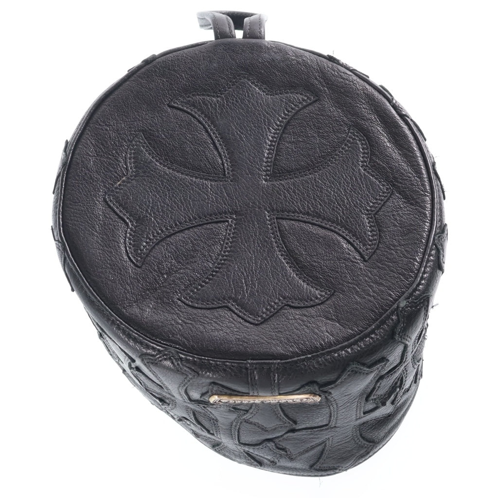 CHROME HEARTS(クロムハーツ) CEMETERY CROSS PATCH LEATHER PET DOG BOWL セメタリークロスパッチ付き レザードッグボウル ブラック