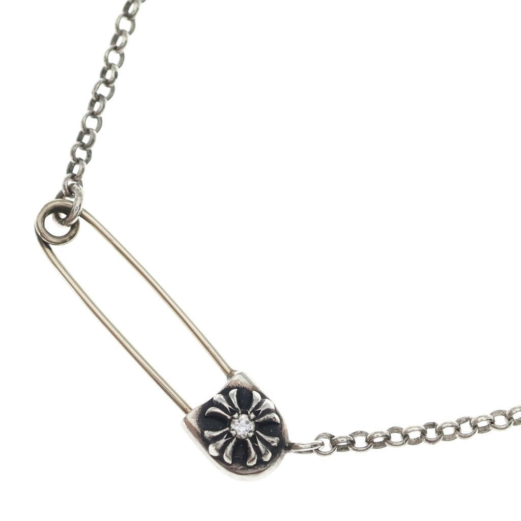 CHROME HEARTS(クロムハーツ) SAFETY PIN R20 1DIAセーフティピンロールチェーン 1ダイヤシルバーネックレス