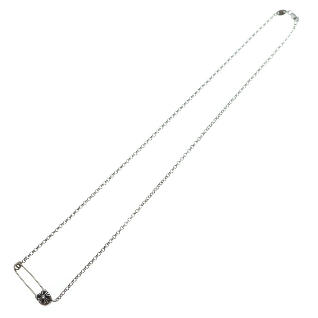 CHROME HEARTS(クロムハーツ) SAFETY PIN R20 1DIAセーフティピンロールチェーン 1ダイヤシルバーネックレス