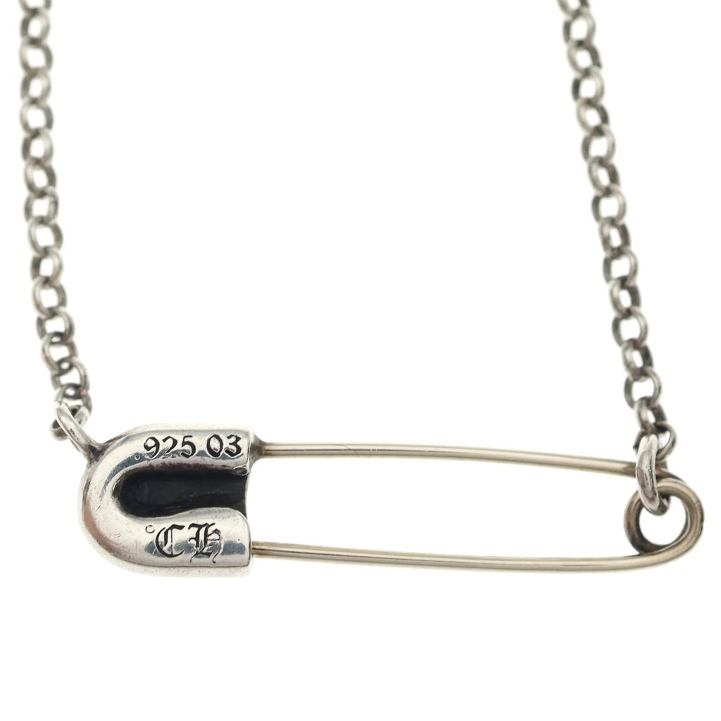 CHROME HEARTS(クロムハーツ) SAFETY PIN R20 1DIAセーフティピンロールチェーン 1ダイヤシルバーネックレス