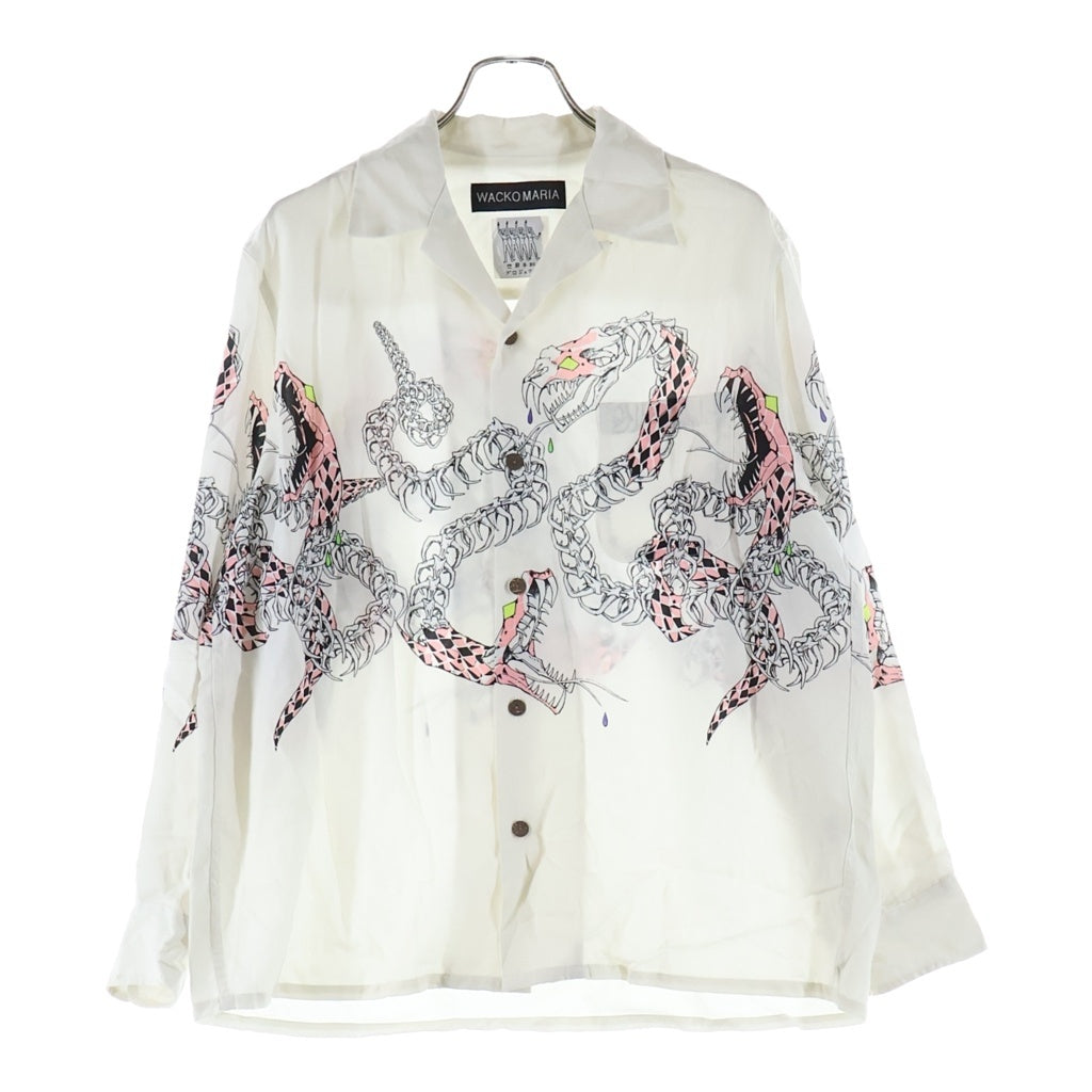WACKO MARIA(ワコマリア) 25AW 世界平和プロジェクト HAWAIIAN SHIRT ハワイアン 長袖シャツ ホワイト