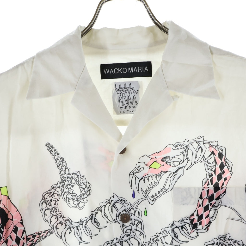 WACKO MARIA(ワコマリア) 25AW 世界平和プロジェクト HAWAIIAN SHIRT ハワイアン 長袖シャツ ホワイト