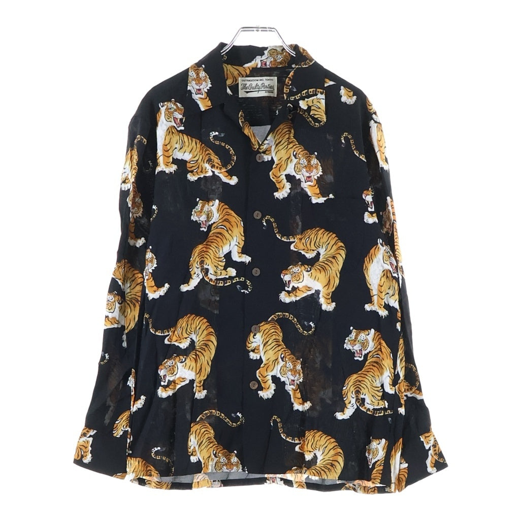 WACKO MARIA(ワコマリア) ×TIM LEHI HAWAIIAN SHIRT ティムリーハイ 虎柄 長袖シャツ ブラック