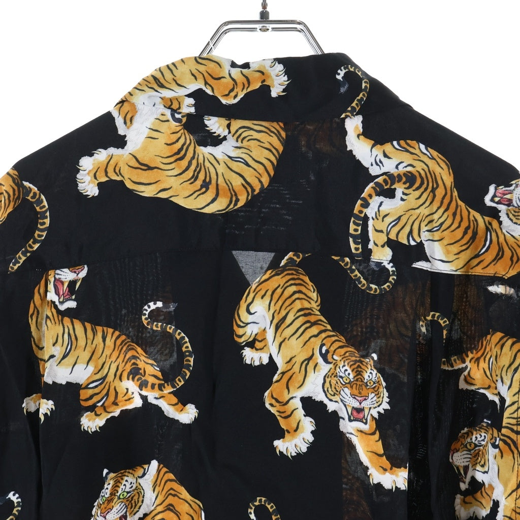 WACKO MARIA(ワコマリア) ×TIM LEHI HAWAIIAN SHIRT ティムリーハイ 虎柄 長袖シャツ ブラック
