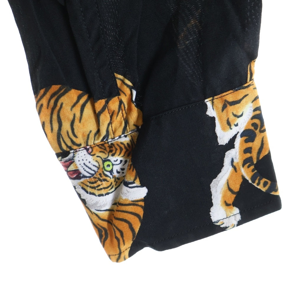 WACKO MARIA(ワコマリア) ×TIM LEHI HAWAIIAN SHIRT ティムリーハイ 虎柄 長袖シャツ ブラック