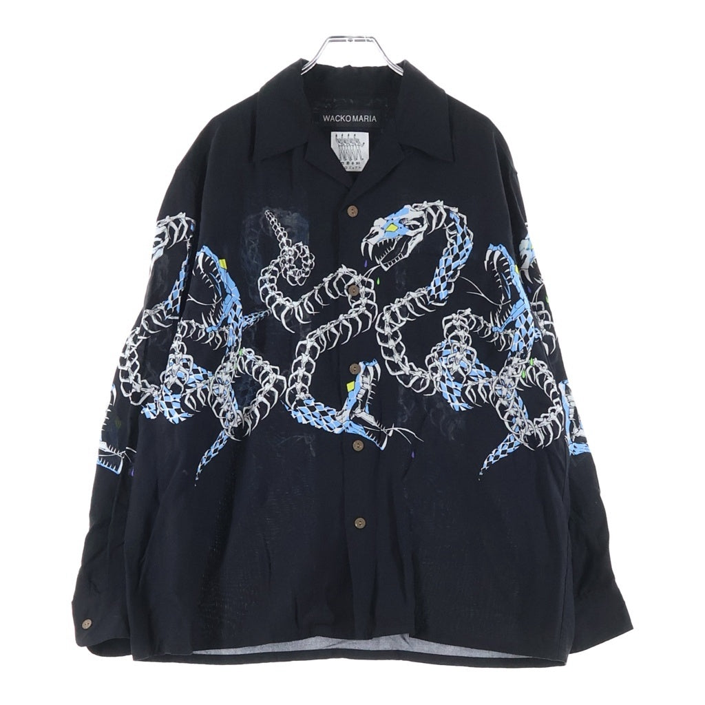 WACKO MARIA(ワコマリア) 25AW 世界平和プロジェクト HAWAIIAN SHIRT ハワイアン 長袖シャツ ブラック