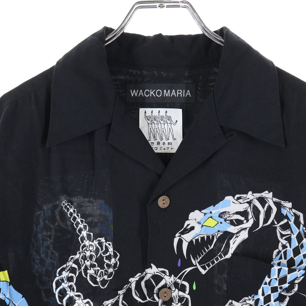 WACKO MARIA(ワコマリア) 25AW 世界平和プロジェクト HAWAIIAN SHIRT ハワイアン 長袖シャツ ブラック