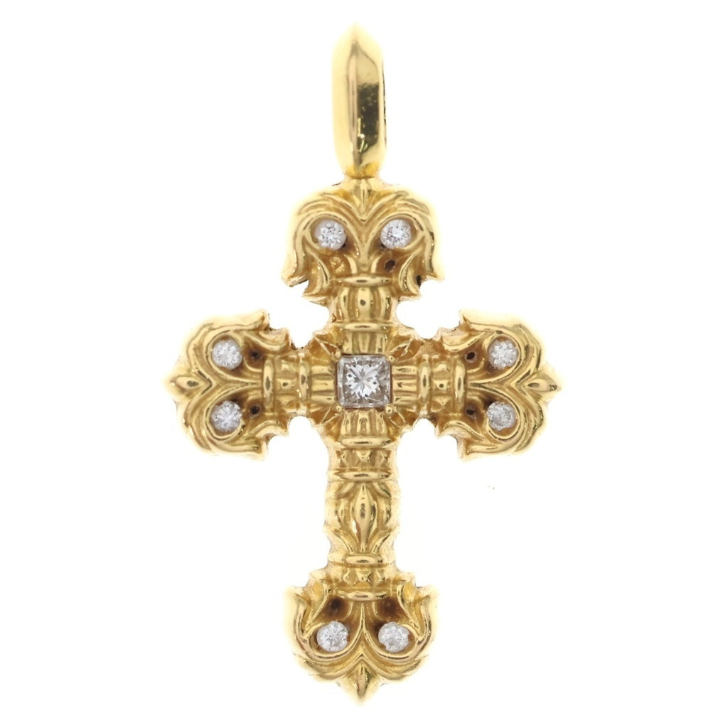 CHROME HEARTS(クロムハーツ) 22K FILIGREE TINY A/DIA タイニーフィリグリークロス アフターPAVEダイヤ ペンダントトップ ゴールド BCA045
